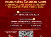 KPU Sulut Umumkan Pendaftaran Paslon Gubernur dan Wakil Gubernur 2024