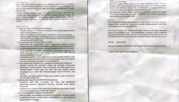 ASN Dinas Perpustakaan Sulut Buat Petisi, Tolak Kepemimpinan Plt. Kadis Teresia Sompie