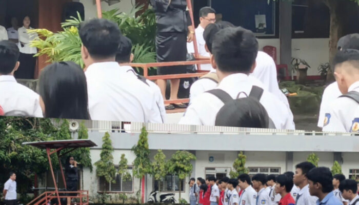 Giatkan Bersih-Bersih, Tineke Lesar Pimpin Apel di Hari Pertama Sekolah