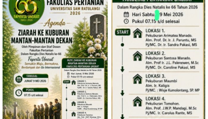 Tradisi Tahunan Penuh Makna, Besok Faperta Unsrat Gelar Ziarah ke Pekuburan Mantan Dekan